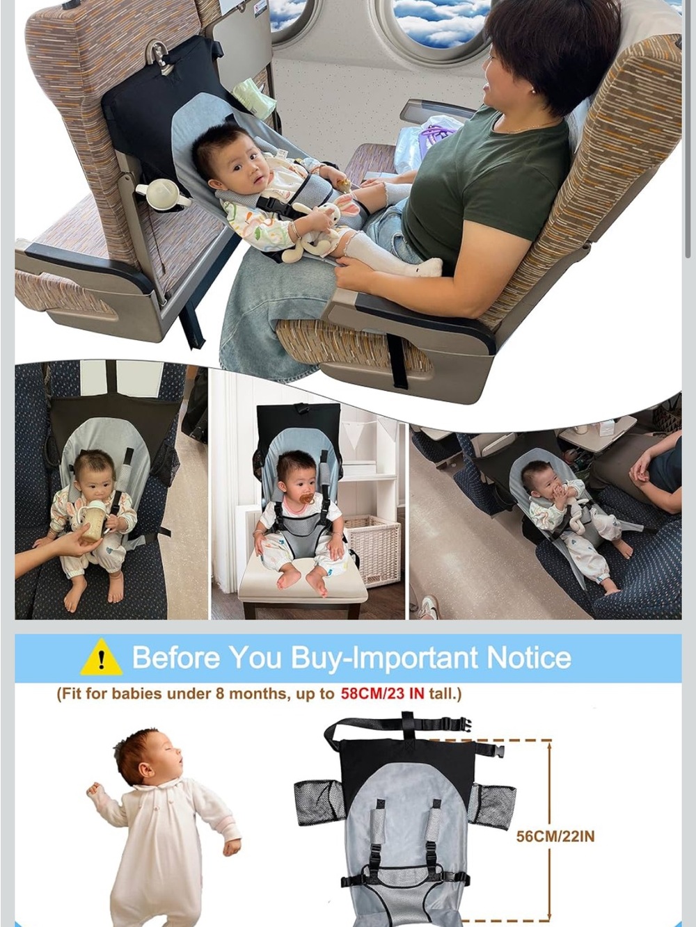 Portable Baby Travel Seat Carrier - Gray/Black